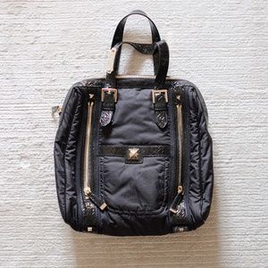 L.A.M.B Patent Leather & Nylon Purse, Black & Gold